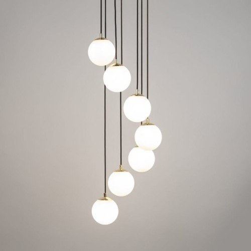 Lampa wisząca, siedem szklanych kul, Piano Spiral 7.jpg