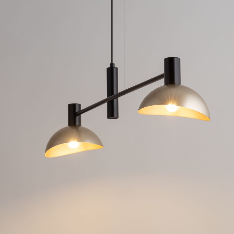 Lampa wisząca nowoczesna, czarno-złota - Artis 2 - eleganckie oświetlenie do sypialni (2).jpg