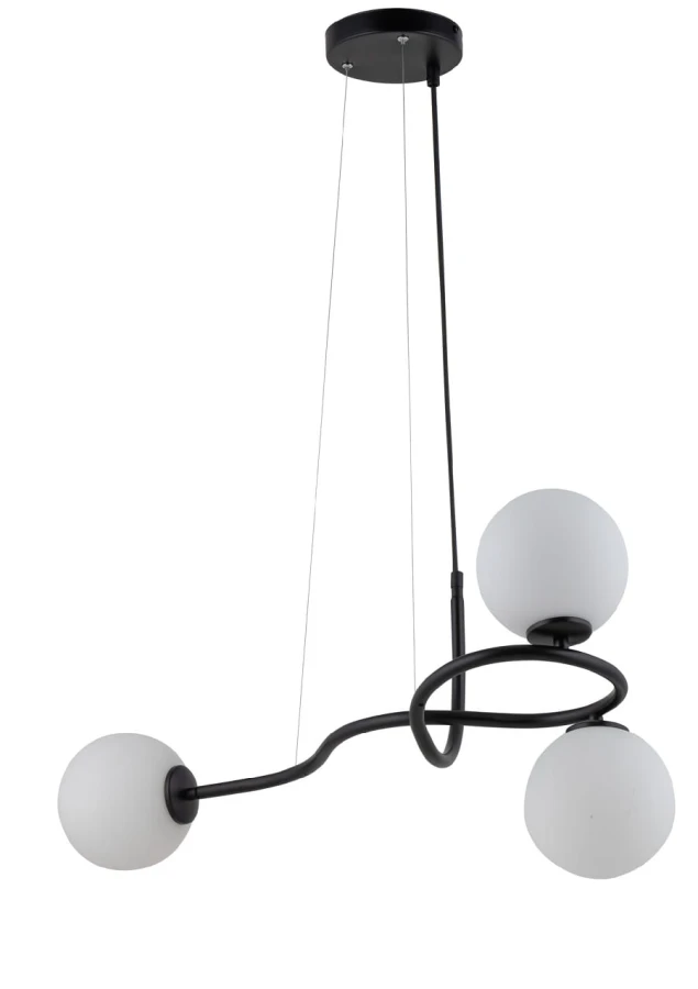 Lampa wisząca Vena 3 czarna, białe klosze 33667.jpg