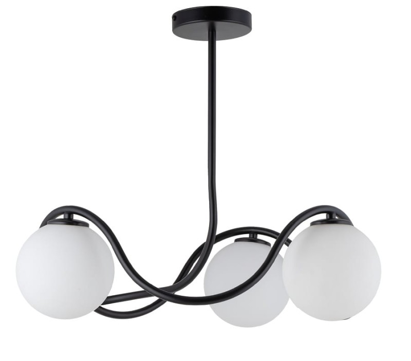 Lampa sufitowa nowoczesna Vena 3 kolor czarny, klosze białe 33674.jpg