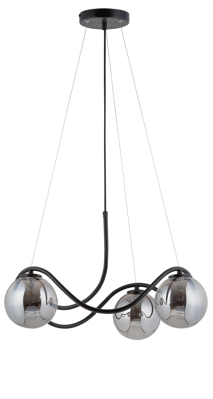 Lampa wisząca nowoczesna Vena 3 czarna, szare kule 33683.jpg