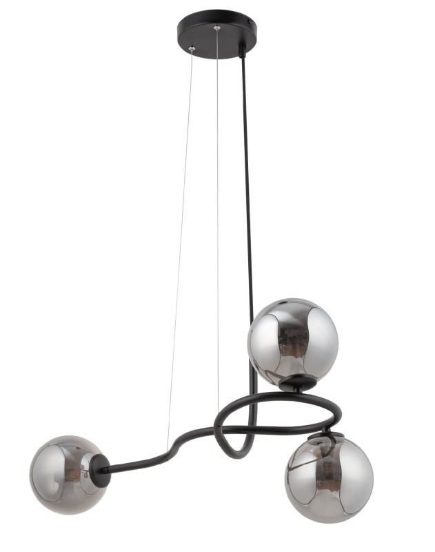 Lampa wisząca  nowoczesna Vena 3 czarna, szare klosze 33678.jpg