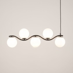 Lampa wisząca podłużna czarna, klosze białe - Vena Fala 5, 33677.jpg