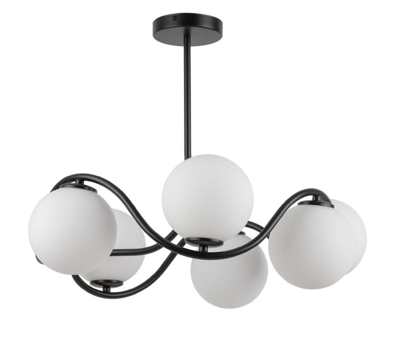 Sufitowa lampa czarna do salonu, klosze białe – Vena 6 koło, 33675.jpg