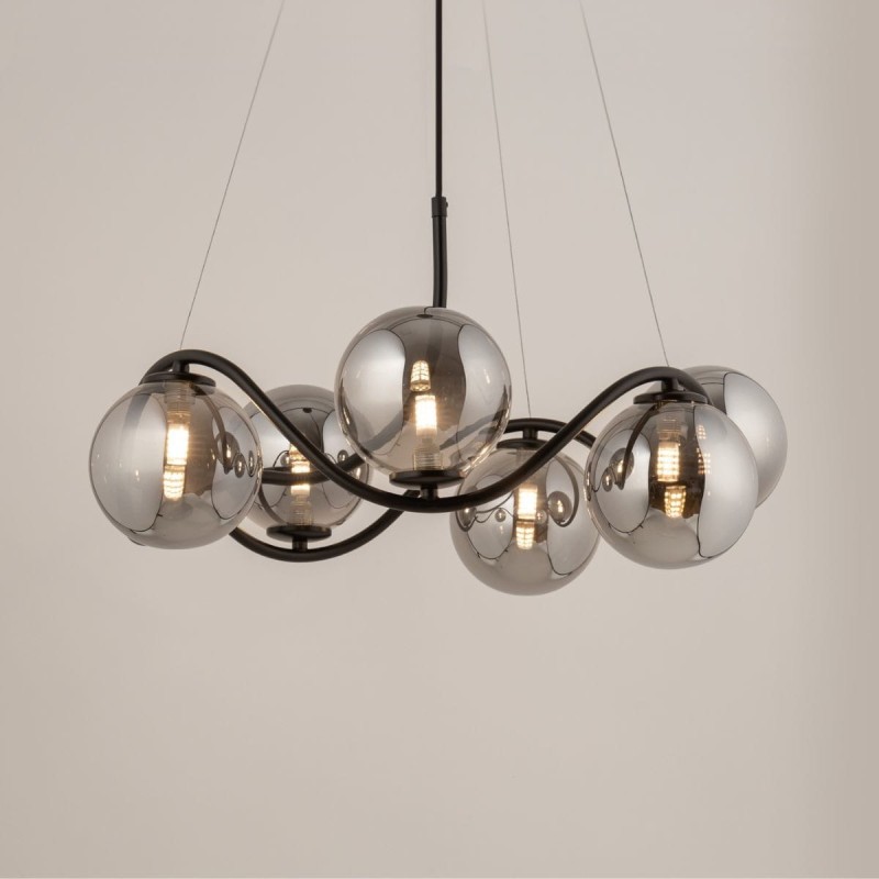 Sufitowa lampa czarna do salonu, klosze szare kule – Vena 6 koło, 33686 (2).jpg