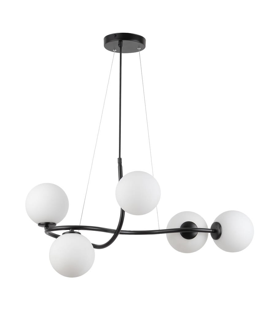 Lampa wisząca -Vena 5, białe klosze - nowoczesne oświetlenie wnętrza, 33668.jpg