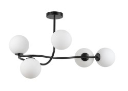 Nowoczesna lampa sufitowa czarna do stylowego wnętrza - Vena 5 klosze białe, 33670.jpg