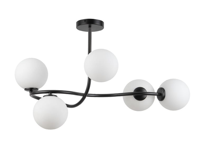 Nowoczesna lampa sufitowa czarna do stylowego wnętrza - Vena 5 klosze białe, 33670.jpg