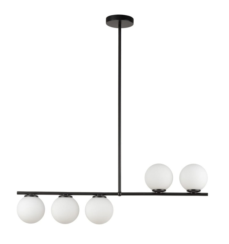 Sufitowa podłużna lampa, mleczne klosze, Koral 5 wysoka - 33647.jpg