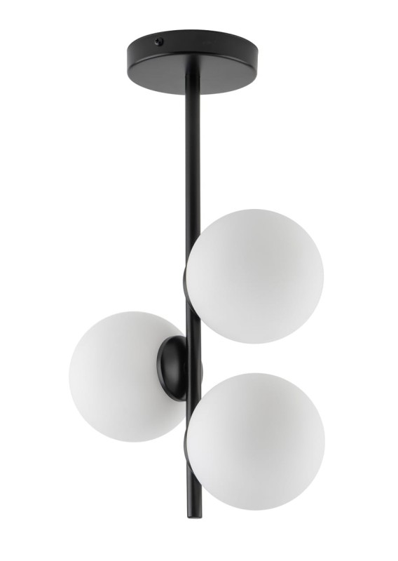 Pionowa lampa sufitowa, trzy białe klosze Koral 5 33638.jpg