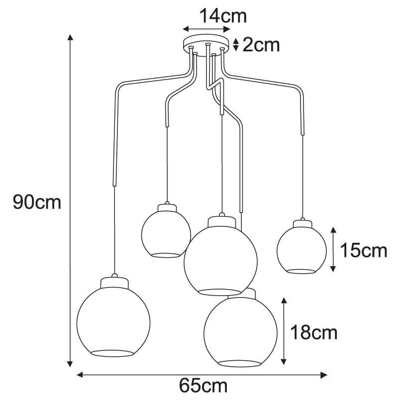 wymiary Lampa sufitowa, wisząca do pokoju, grafitowe klosze – Horik 5.jpg