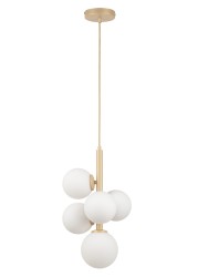 Lampa wisząca pionowa Perla 5, białe mleczne klosze, kolor złoty.jpg