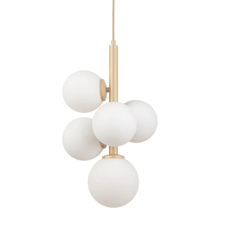 Pięc białych kloszy,złota lampa do kuchni, Perla 5.jpg