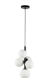 Lampa wisząca pionowa Perla 5, białe mleczne klosze, kolor czarny.jpg