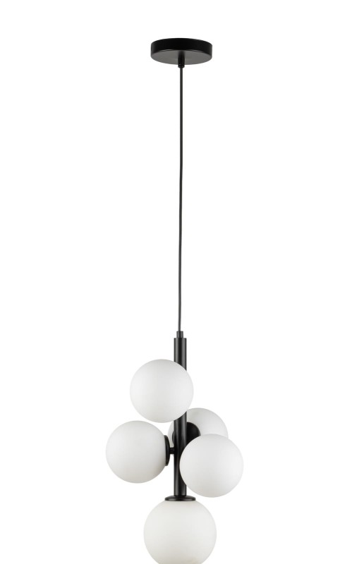 Lampa wisząca pionowa Perla 5, białe mleczne klosze, kolor czarny.jpg