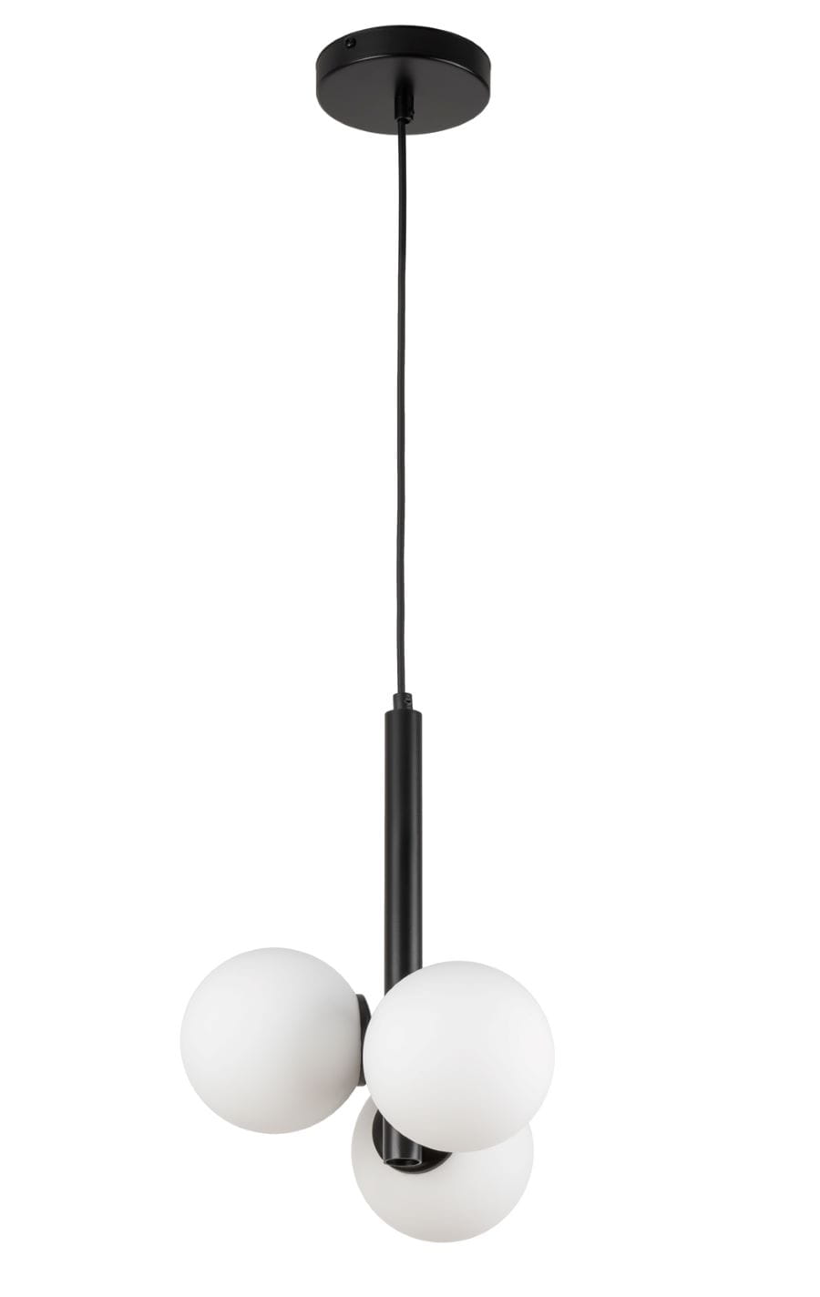 Lampa wisząca trzy klosze Perla 3 czarna, nowoczesne oświetlenie kuchni, salonu, jadalni.jpg