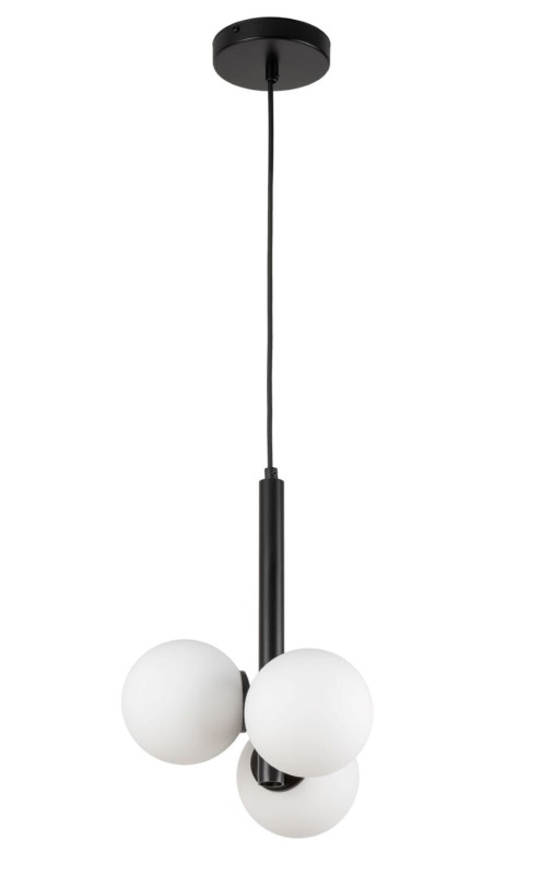 Lampa wisząca trzy klosze Perla 3 czarna, nowoczesne oświetlenie kuchni, salonu, jadalni.jpg