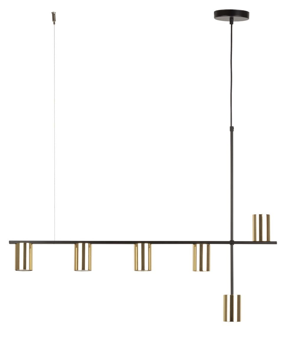 Vendo 6 czarna lampa liniowa,  nowoczesna, klosze mosiądz, długośc 90cm .jpg
