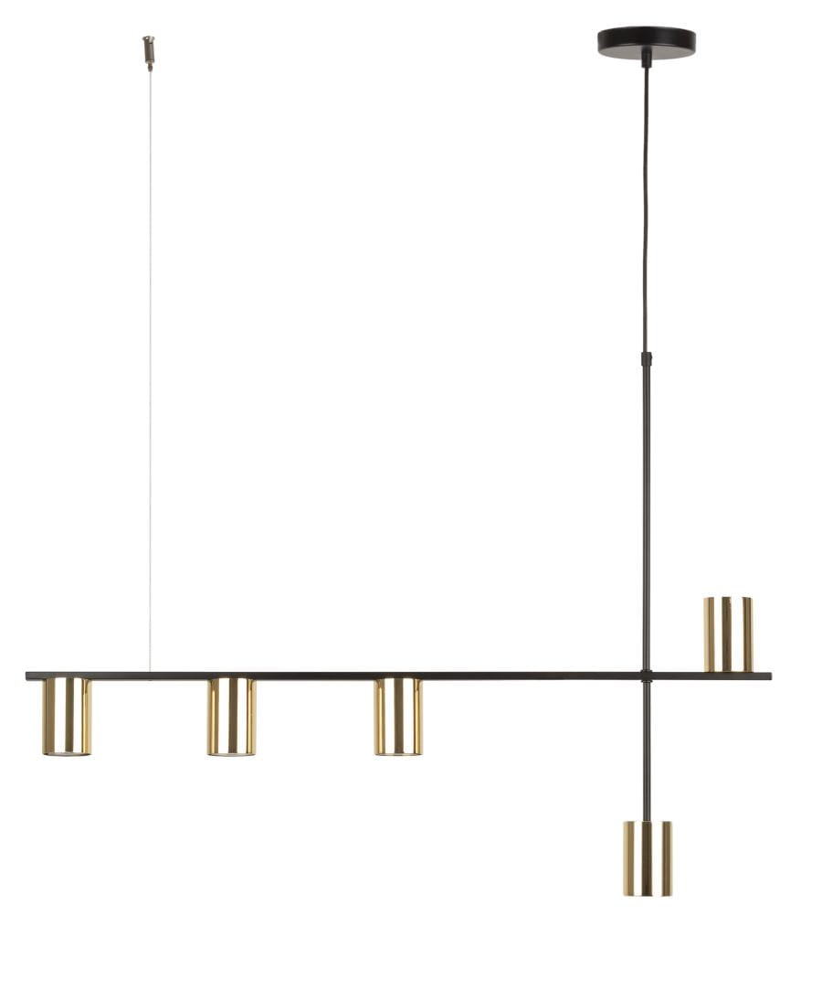 Vendo 5 czarna lampa liniowa,  nowoczesna, pięć kloszy mosiądz, długośc 90cm .jpg