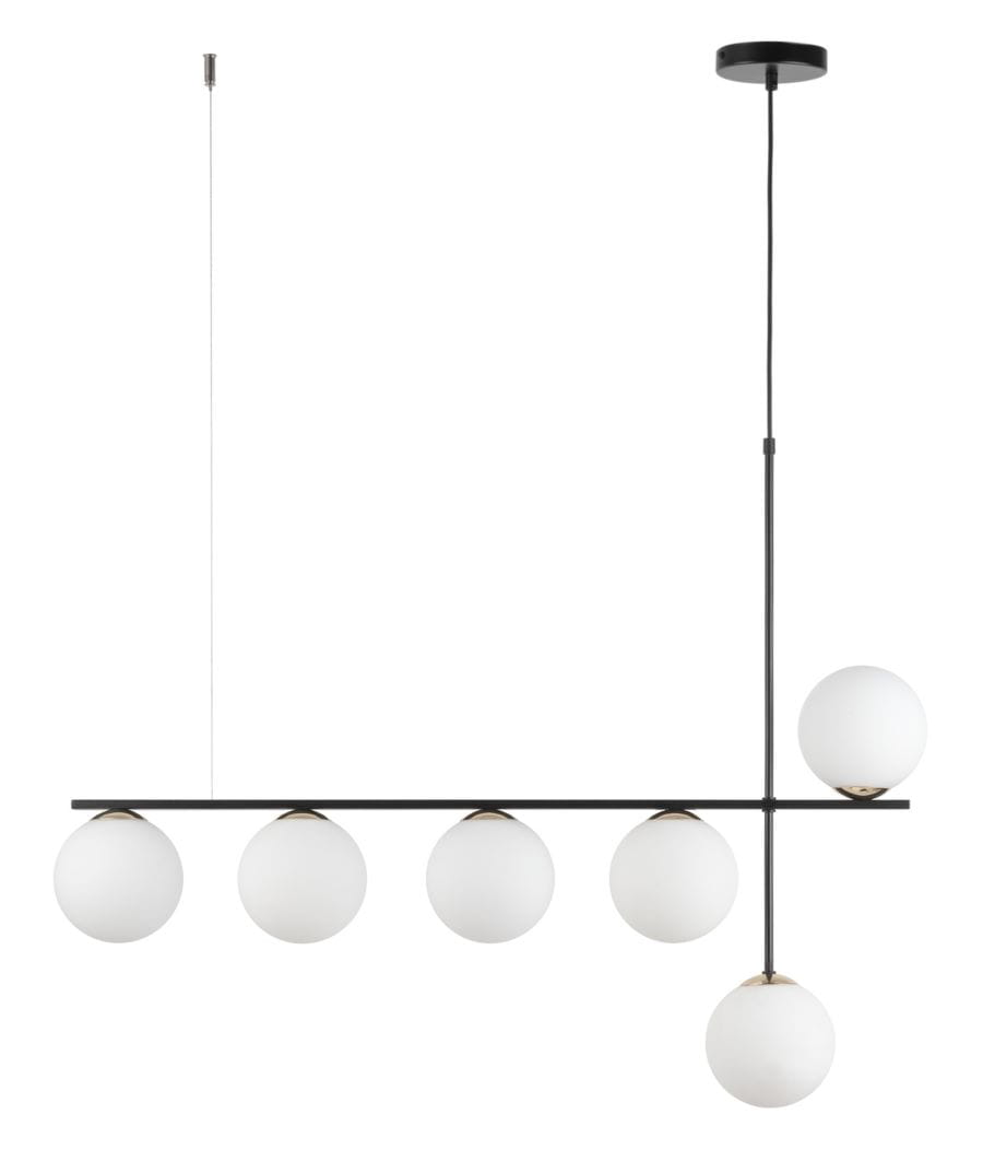 Lampa wiszaca podłużna nad stół, białe szklane klosze - Silia 6.jpg