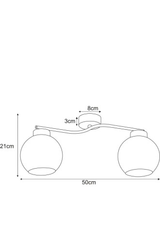 Podwójny plafon sufitowy, przezroczyste szklane klosze Aiden wymiary.jpg