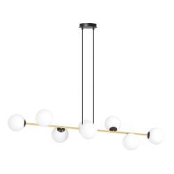 Lampa wisząca podłużna nad stół, złota, klosze białe - Grafity BL 8.jpg