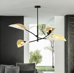 Lampa sufitowa do nowoczesnego salonu - Lotus WH 4,  biało - złota aranżacja (2).jpg