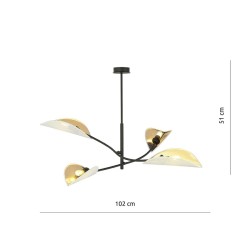 Lampa sufitowa do nowoczesnego salonu - Lotus WH 4,  biało - złota wymiary.jpg