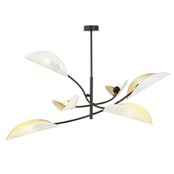 Duża sufitowa lampa do salonu, biało-złota, - Lotus WH 6.jpg