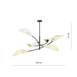 Duża sufitowa lampa do salonu, biało-złota, - Lotus WH 6 wymiary.jpg