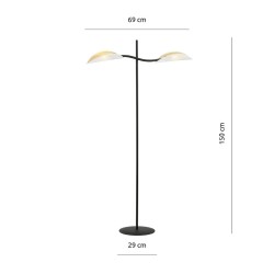 Podłogowa lampa stojąca, biało-złote klosze - Lotus PD wymiary.jpg