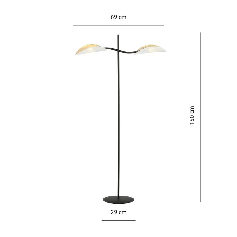 Podłogowa lampa stojąca, biało-złote klosze - Lotus PD wymiary.jpg