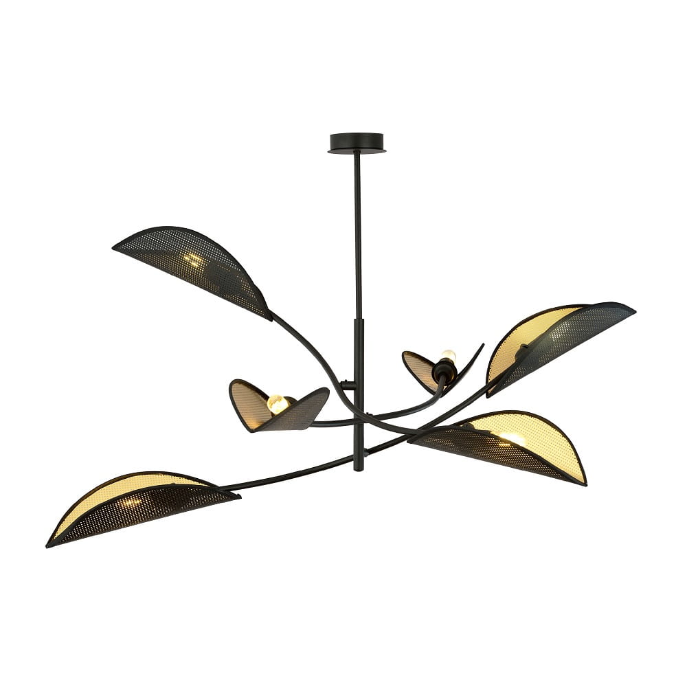 Duża sufitowa lampa do salonu, czarno-złota, - Lotus WH 6.jpg