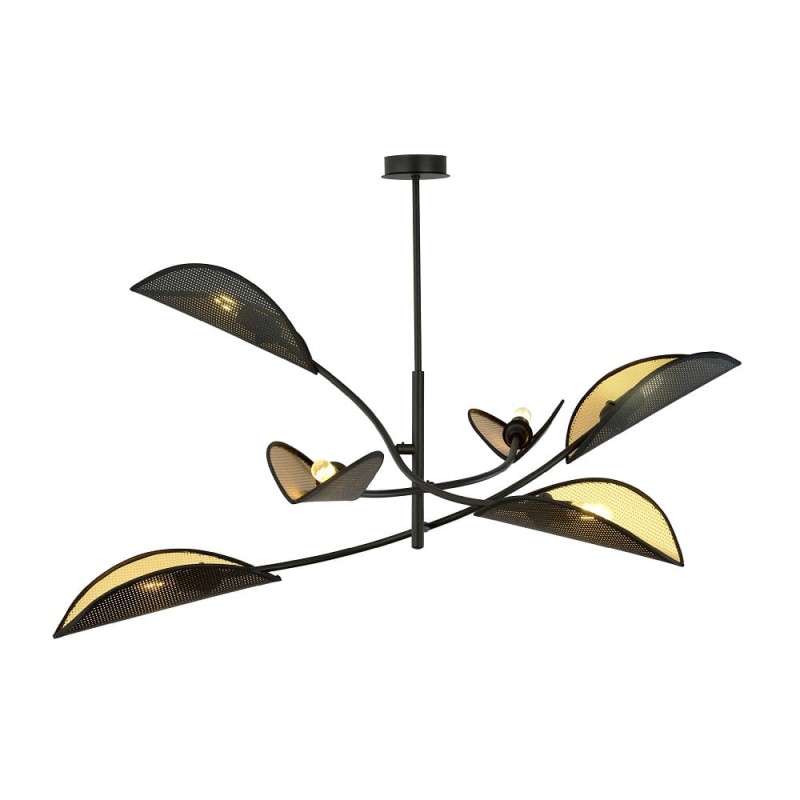 Duża sufitowa lampa do salonu, czarno-złota, - Lotus WH 6.jpg