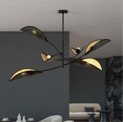 Duża sufitowa lampa do salonu, czarno-złota, - Lotus BL 6 aranżacja.jpg