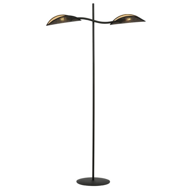 Podłogowa lampa stojąca, czarno-złote klosze - Lotus BL.jpg