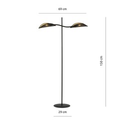Podłogowa lampa stojąca, czarno-złote klosze - Lotus BL wymiary.jpg