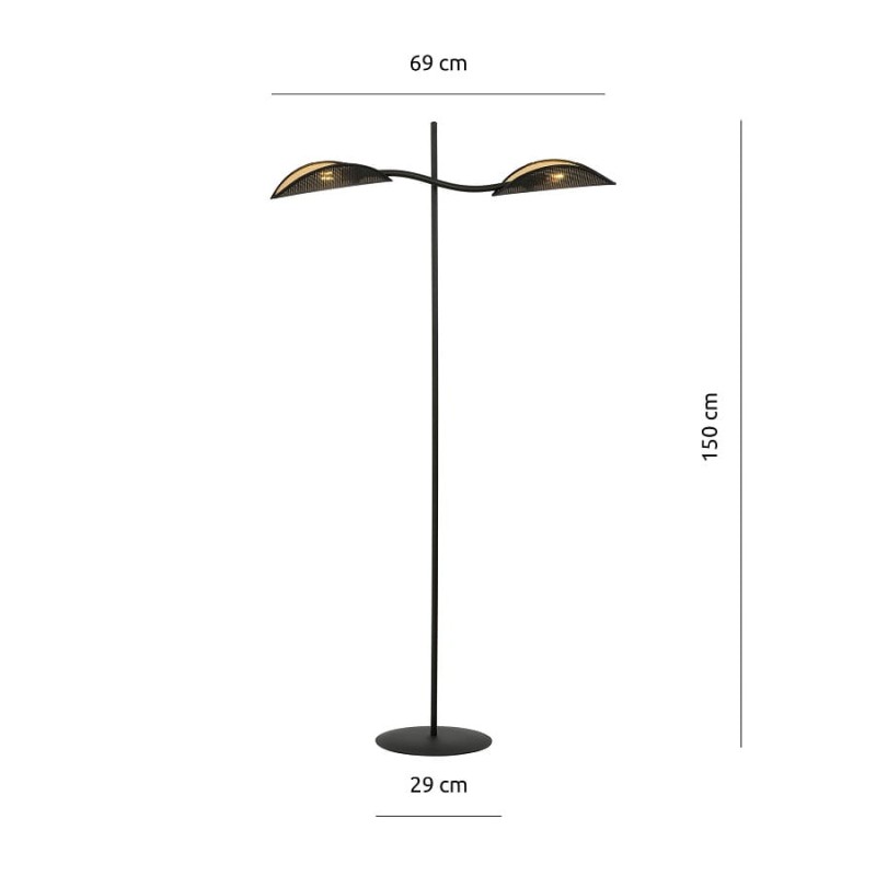 Podłogowa lampa stojąca, czarno-złote klosze - Lotus BL wymiary.jpg