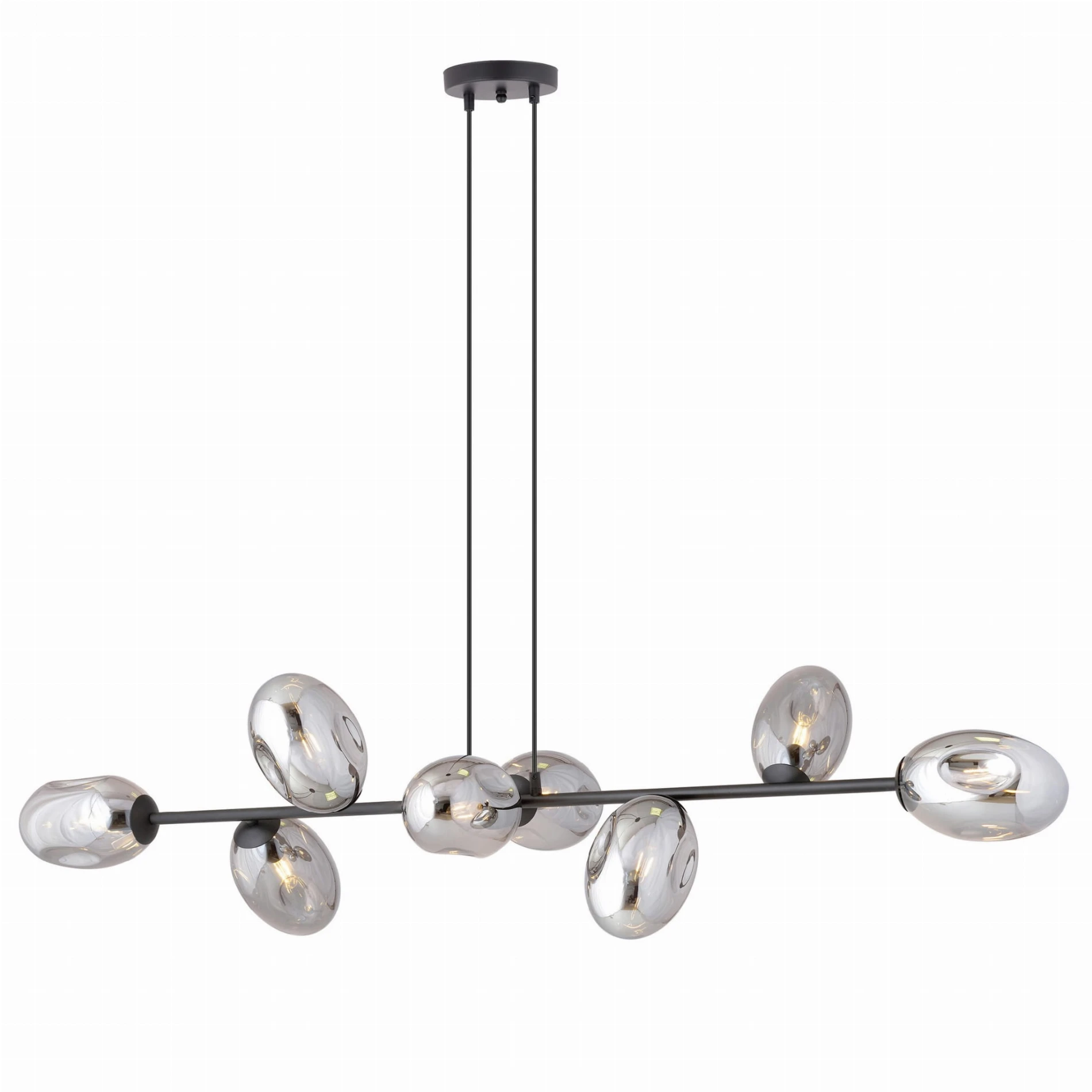 Pandora 8 GR lampa wisząca nad stół długa 140cm, klosze grafitowe.jpg