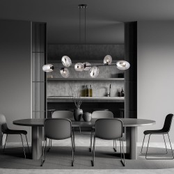 Pandora 8 GR lampa wisząca nad stół długa 140cm, klosze grafitowe aranżacja.jpg