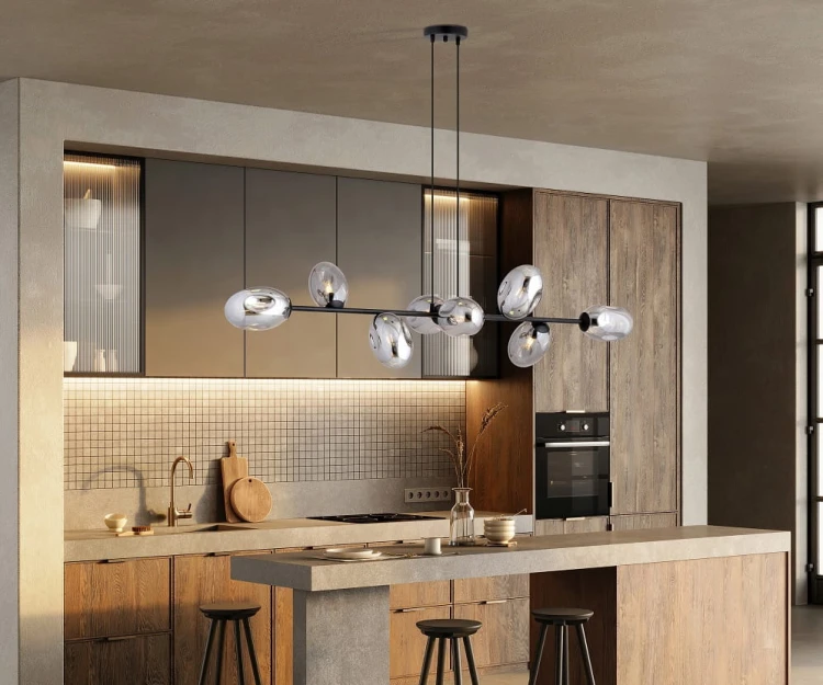 Pandora 8 GR lampa wisząca nad stół długa 140cm, klosze grafitowe aranżacja (2).jpg