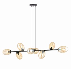 Pandora 8 BL lampa wisząca nad stół długa 140cm, klosze miodowe aranżacja.jpg