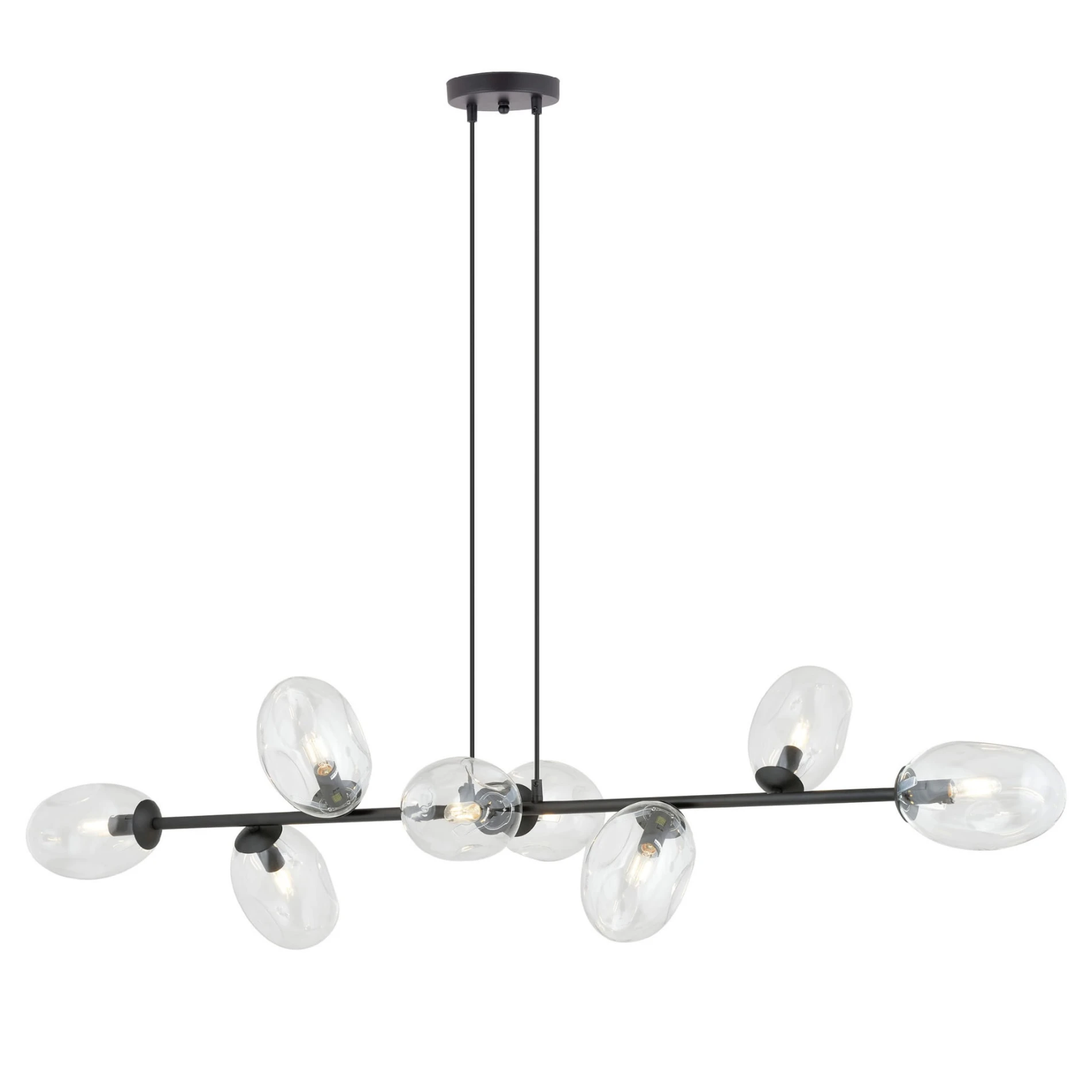 Pandora 8 BL lampa wisząca nad stół długa 140cm, klosze transparentne.jpg