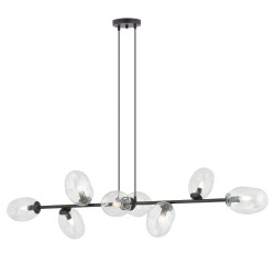 Pandora 8 BL lampa wisząca nad stół długa 140cm, klosze transparentne.jpg