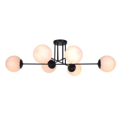 Lampa sufitowa nowoczesna, czarna, klosze białe - Savoy 6 K-4925.jpg