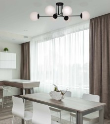 Lampa sufitowa czarna, klosze białe - Savoy 6 K-4925 aranżacja.jpg