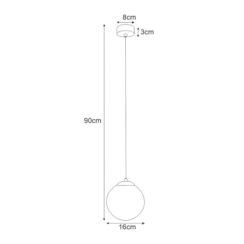 Lampa wisząca pojedyncza szklana kula, średnica 16cm - Savoy 16.wymiary.jpg