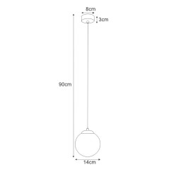 Lampa wisząca pojedyncza szklana kula, średnica 14cm - Savoy 14. wymiary.jpg