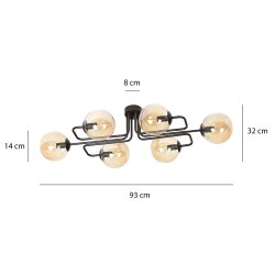 Brendi 6A BL - duży plafon, lampa sufitowa czarna, klosze bursztynowe wymiary.jpg