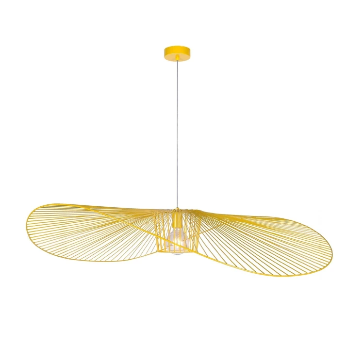 Kapelusz Żółty - nowoczesna, duża lampa wisząca, żyrandol druciany (2).jpg